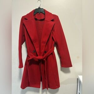 Women's Red Double-Breasted Coat